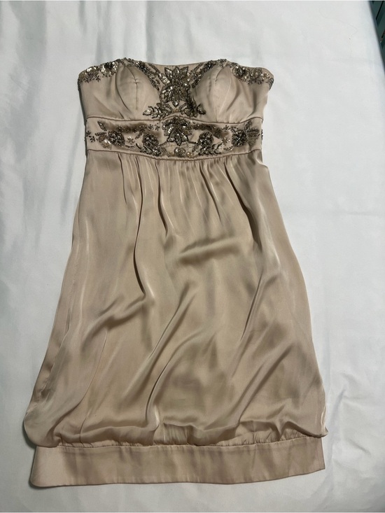 Sue Wong Dresses & Skirts - Sue Wong Strapless Beaded Bubble Cocktail Dress - Champagne